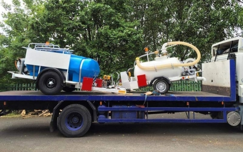water bowser for replenishing drinking water to commercial airaft and a 1000 litre vacuum tanker for emptying aircraft toilets